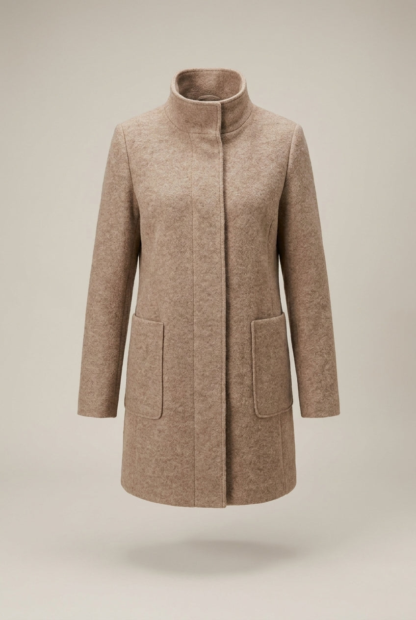 Wollook Mantel met Staande Kraag — Hanna – productfoto zonder model