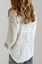 Linnen Blouse Dames Nayara - V-Hals en Knoopsluiting