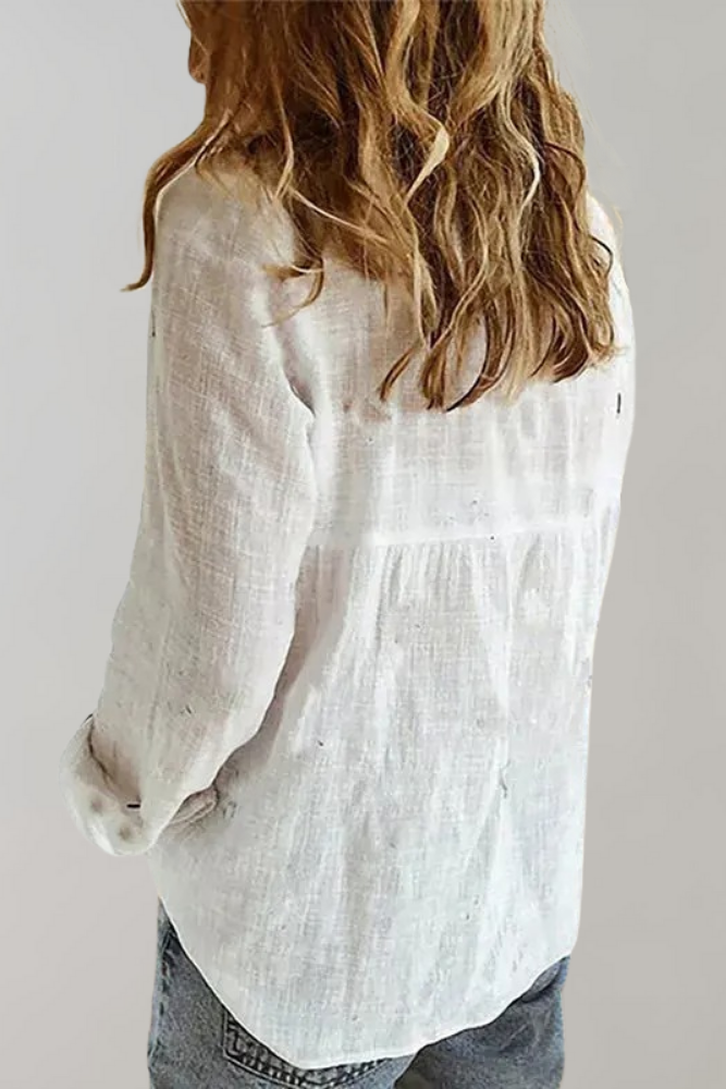 Linnen Blouse Dames Nayara - V-Hals en Knoopsluiting