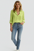 Linnen Blouse Dames Nayara - V-Hals en Knoopsluiting