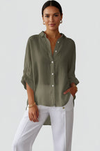Linnen Blouse Dames Samara - Losse Pasvorm en Knoopsluiting