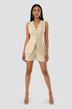 Linnen Set Dames Fiora - Blouse en Shorts