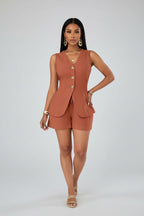 Linnen Set Dames Fiora - Blouse en Shorts