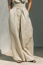 Linnen Set Dames Mouwloze Blouse Wijde Broek Zomer | Sahara