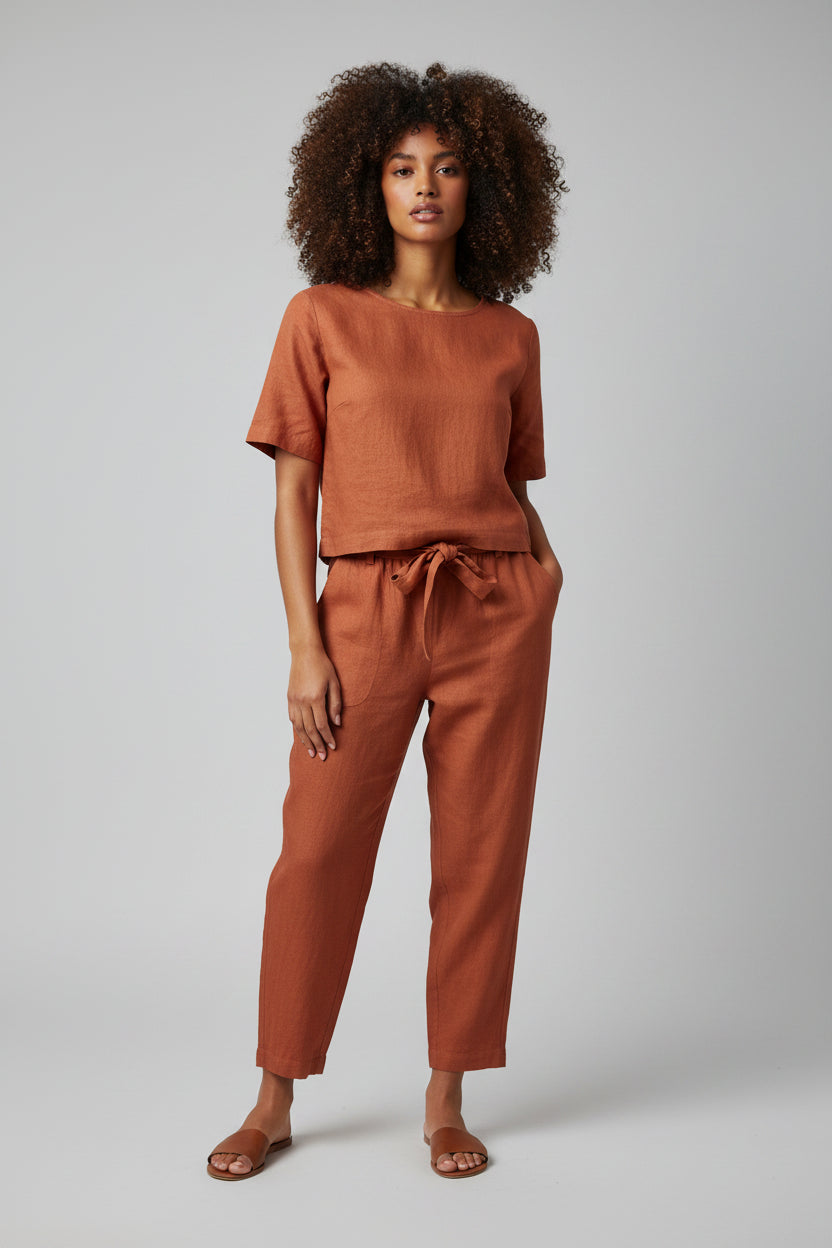 Linnen Set Dames Naya - Blouse en Wijde Broek