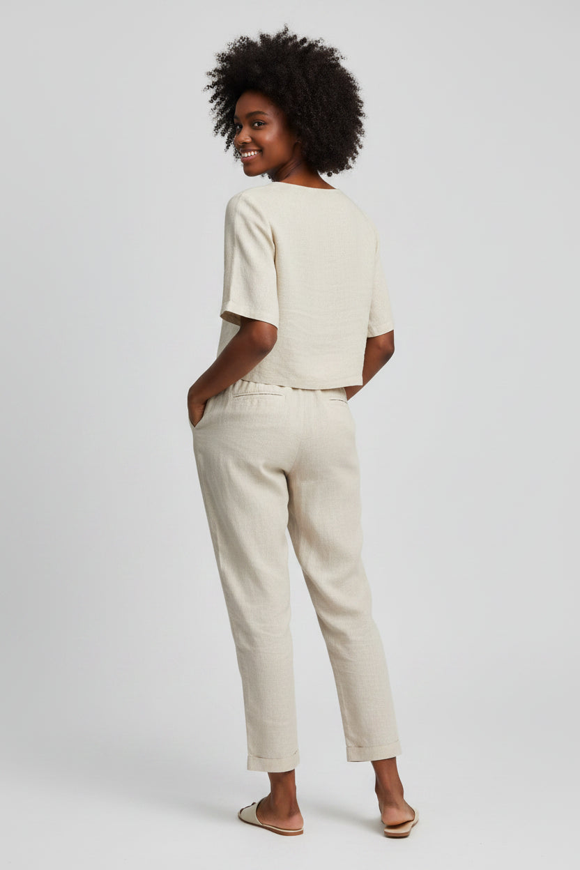Linnen Set Dames Naya - Blouse en Wijde Broek
