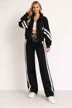 Lounge Set Dames Clemente - Top met Rits en Contrasterende Strepen