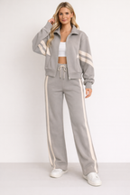 Lounge Set Dames Clemente - Top met Rits en Contrasterende Strepen