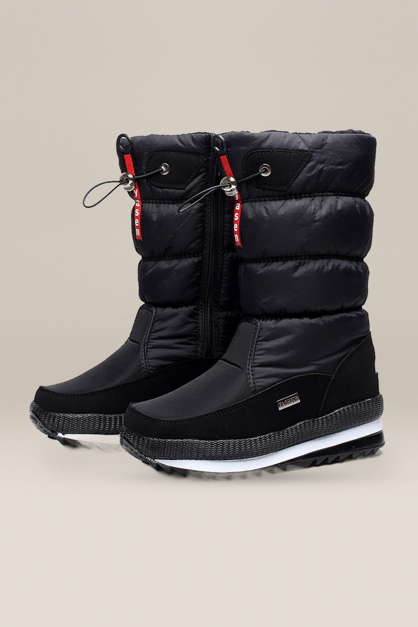 Gewatteerde Snowboots Dames met Rits – Gevoerde Winterlaarzen — Lumi in Zwart – productfoto