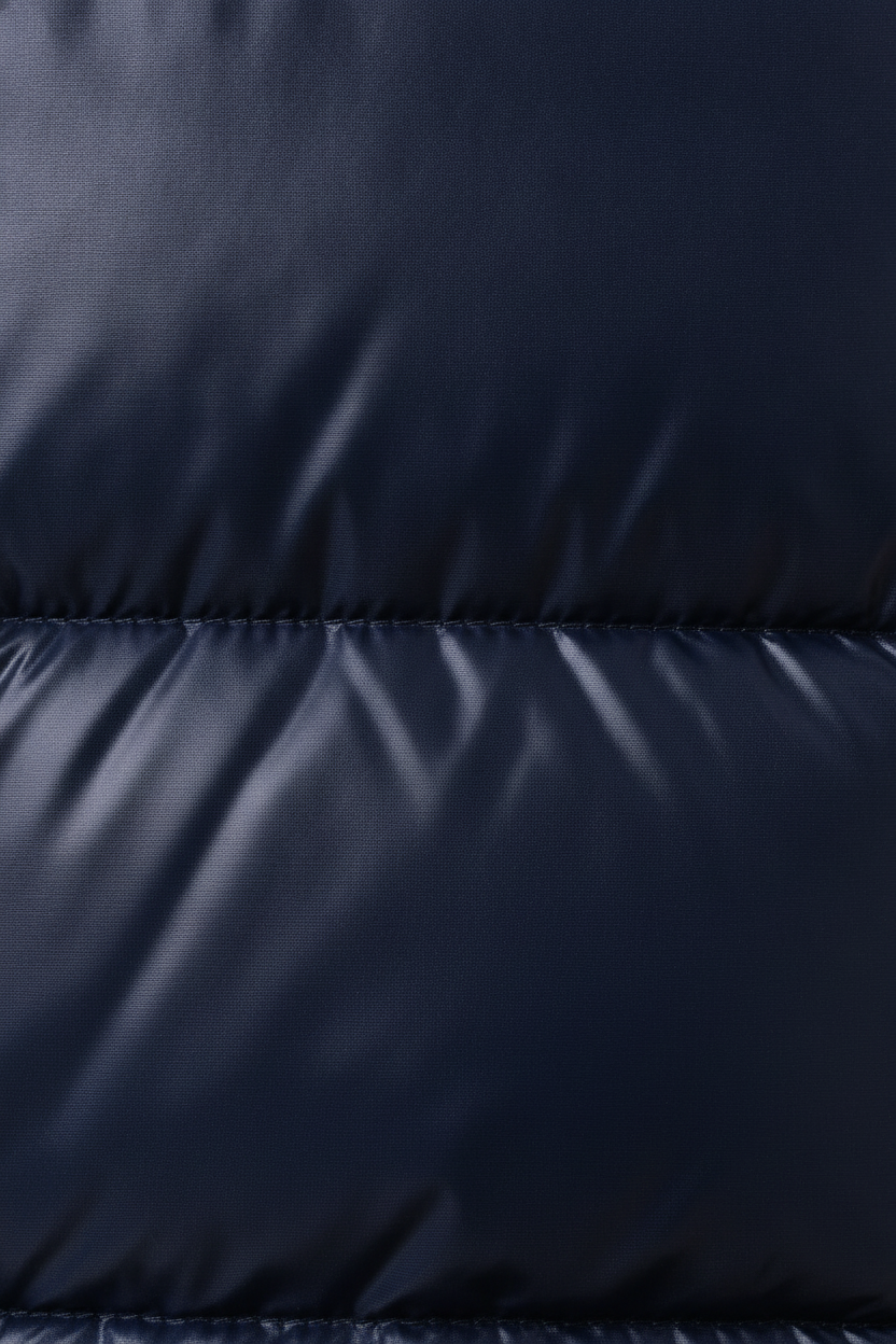Gewatteerde Jas met Capuchon — Samira – Marineblauw – detail