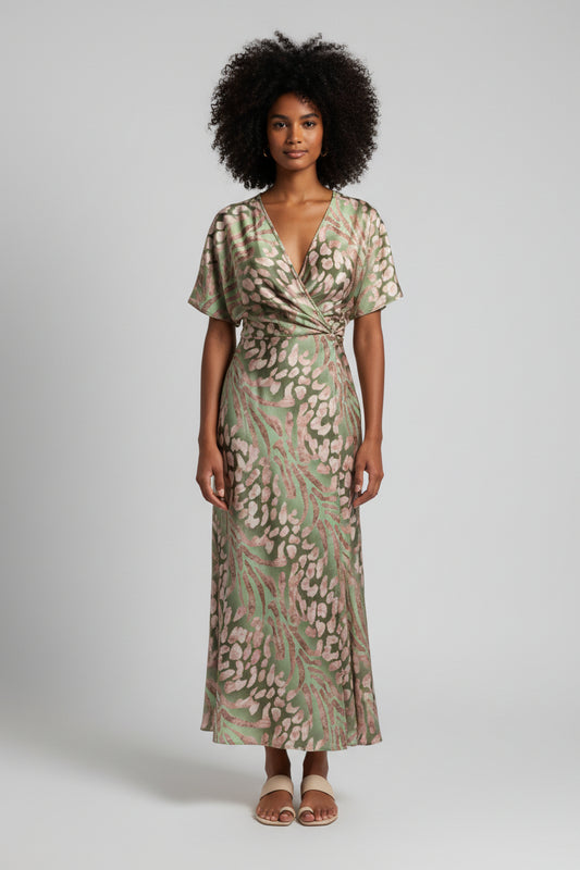 Maxi Jurk Dames V-hals Twist Detail Bloemenprint | Céliane