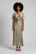 Maxi Jurk Dames V-hals Twist Detail Bloemenprint | Céliane