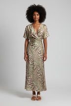 Maxi Jurk Dames V-hals Twist Detail Bloemenprint | Céliane