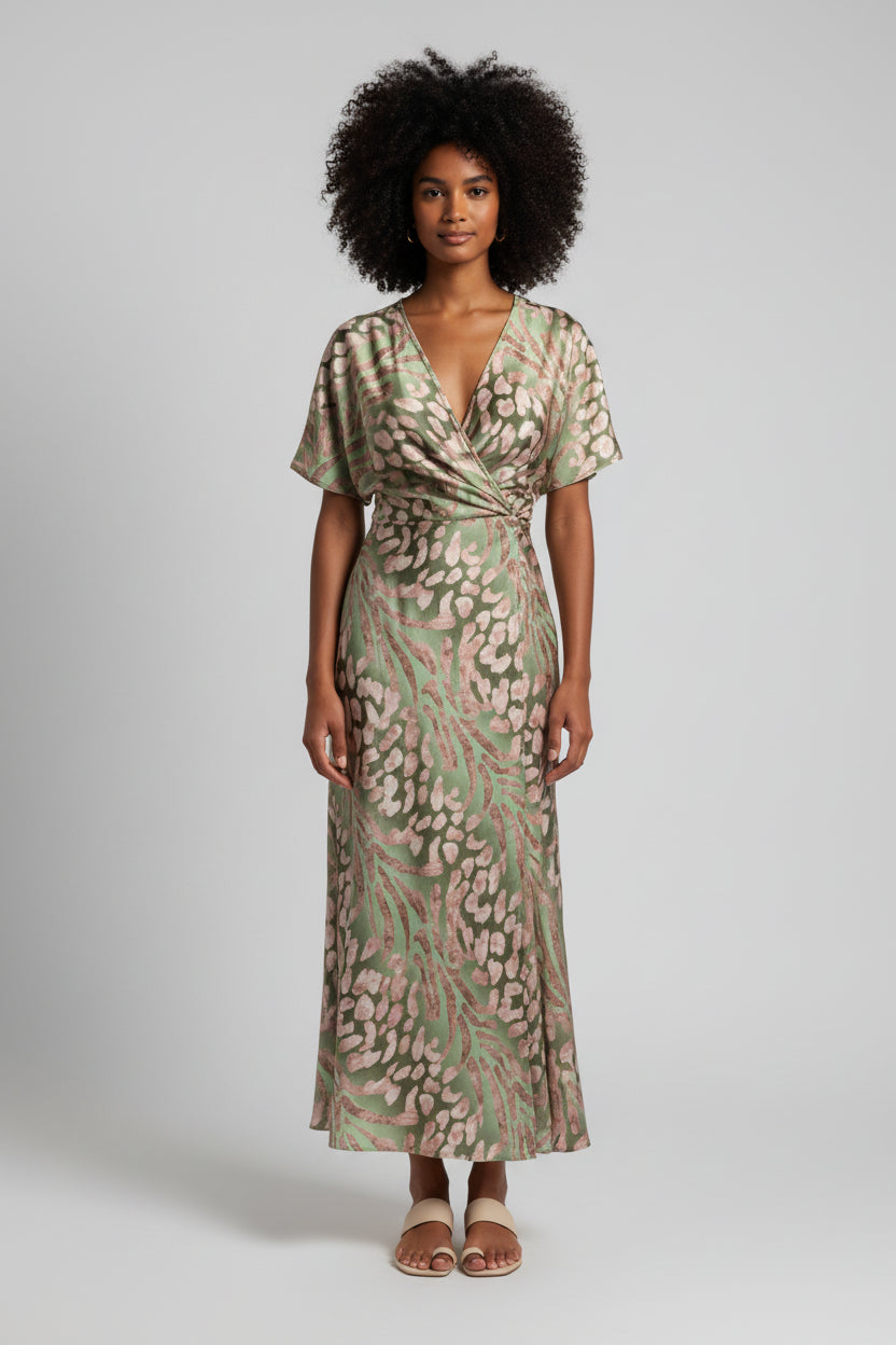 Maxi Jurk Dames V-hals Twist Detail Bloemenprint | Céliane