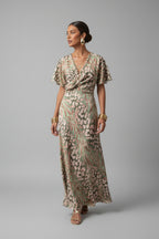 Maxi Jurk Dames V-hals Twist Detail Bloemenprint | Céliane
