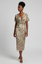 Maxi Jurk Dames V-hals Twist Detail Bloemenprint | Céliane