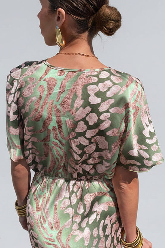 Maxi Jurk Dames V-hals Twist Detail Bloemenprint | Céliane