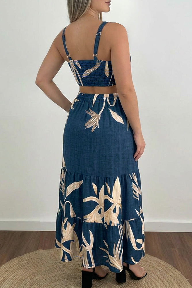 Maxi Jurk Dames Zomer Plantenprint Spaghettibandjes | Amara