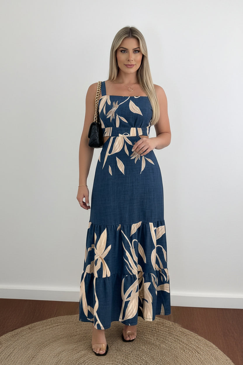 Maxi Jurk Dames Zomer Plantenprint Spaghettibandjes | Amara