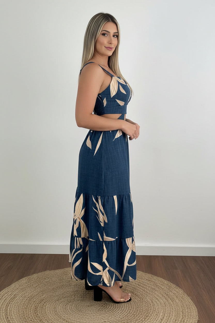 Maxi Jurk Dames Zomer Plantenprint Spaghettibandjes | Amara