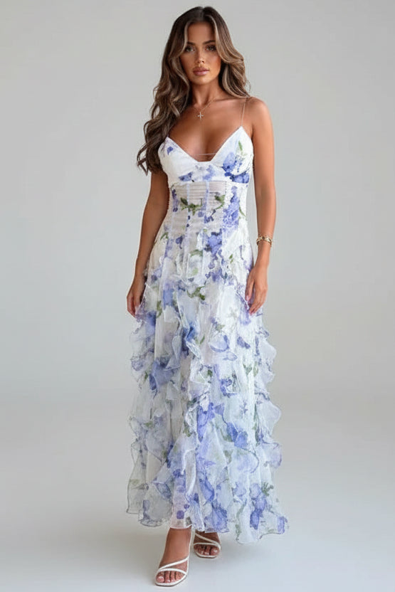 Maxi Jurk met Bloemenprint en Corset Dames | Bruiloft & Zomer | Coralia
