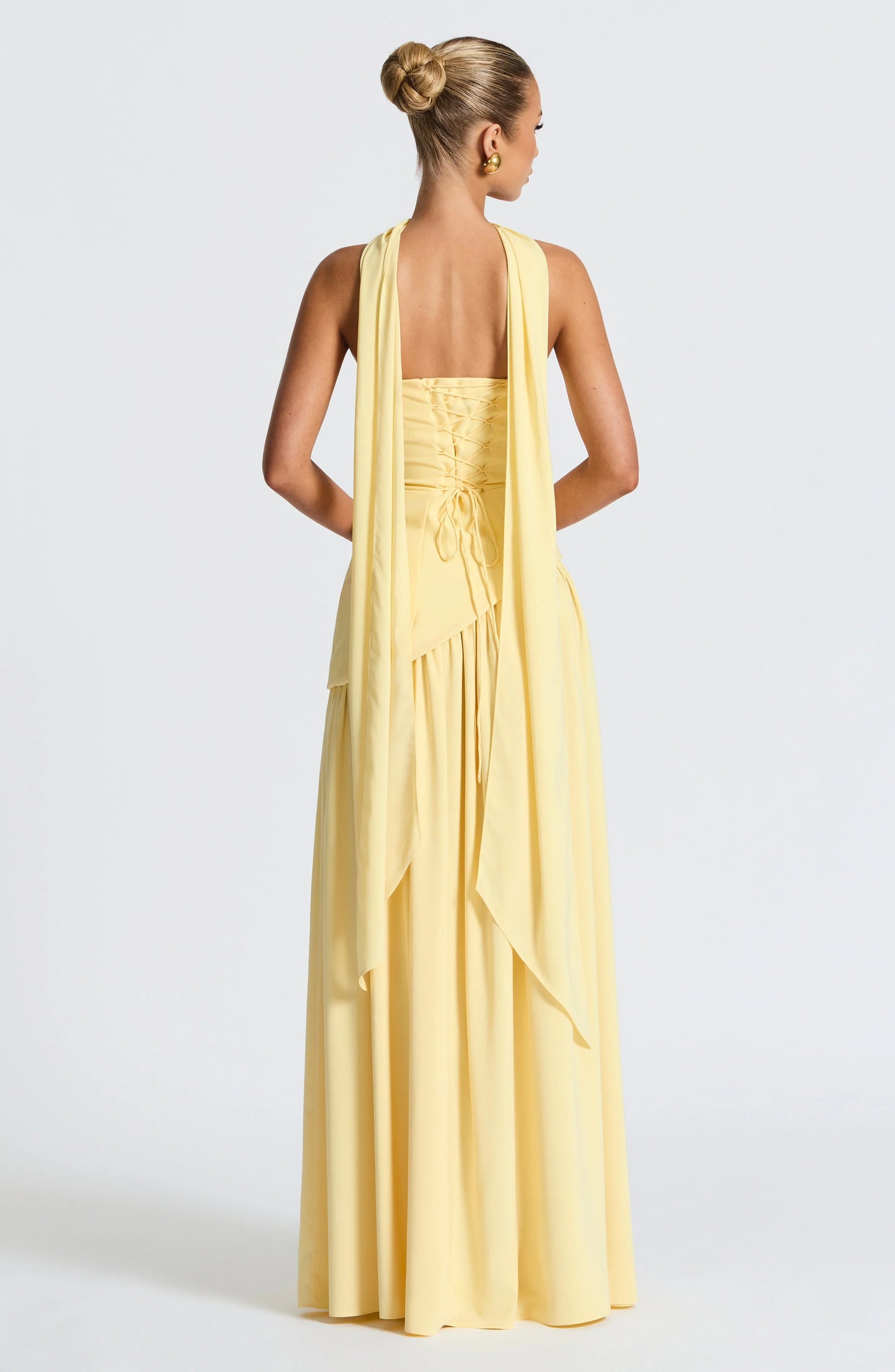 Maxi Jurk met Corset Bustier Dames | Sjaaldetail & Hoge Split | Corseva