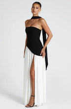 Maxi Jurk met Corset Bustier Dames | Sjaaldetail & Hoge Split | Corseva