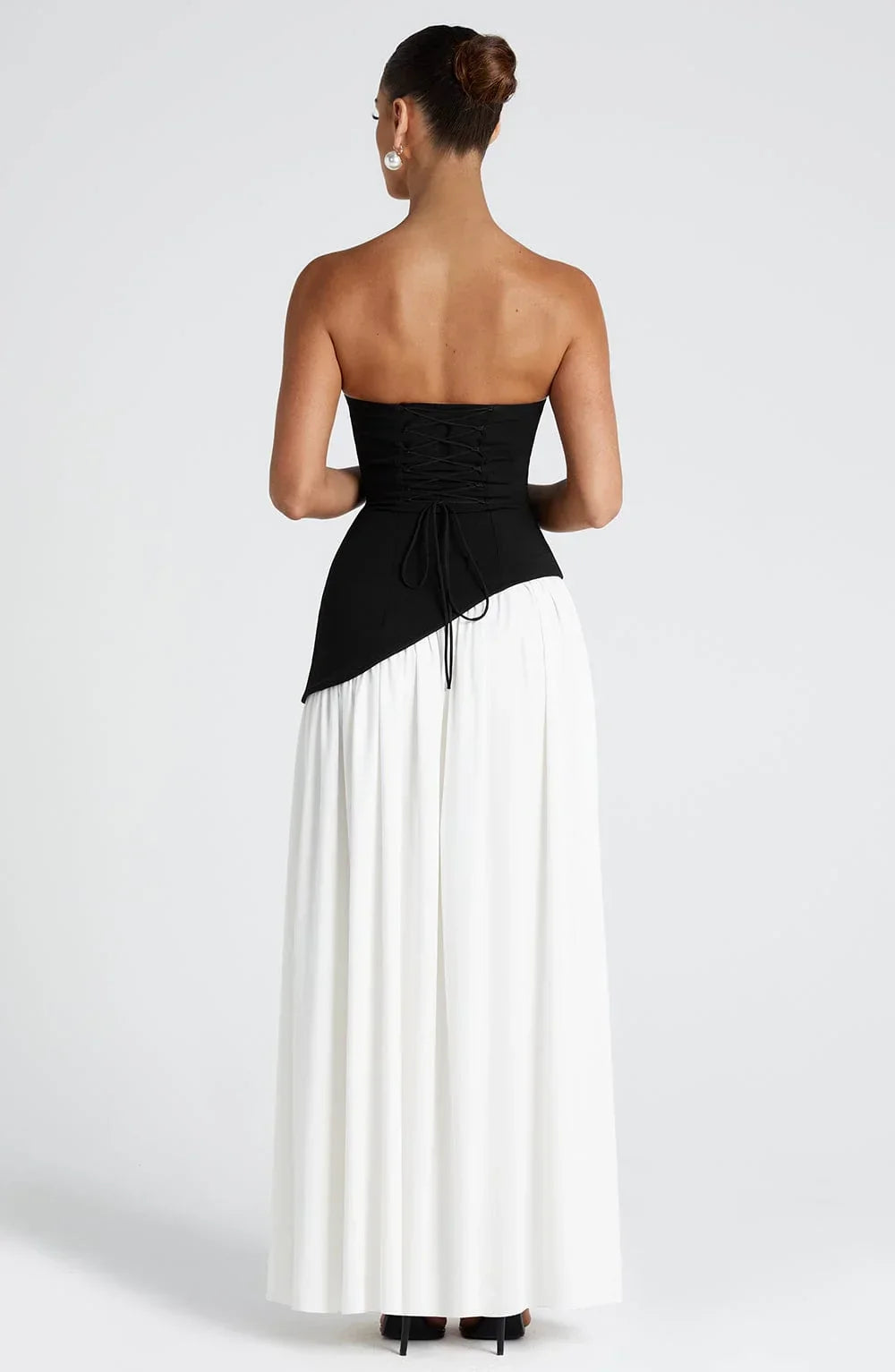 Maxi Jurk met Corset Bustier Dames | Sjaaldetail & Hoge Split | Corseva