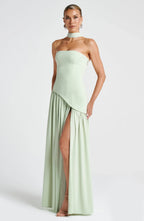 Maxi Jurk met Corset Bustier Dames | Sjaaldetail & Hoge Split | Corseva