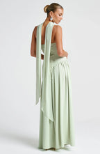 Maxi Jurk met Corset Bustier Dames | Sjaaldetail & Hoge Split | Corseva