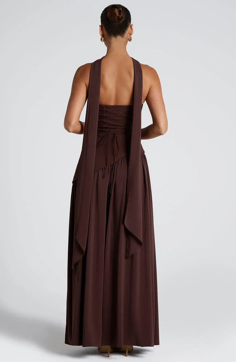 Maxi Jurk met Corset Bustier Dames | Sjaaldetail & Hoge Split | Corseva