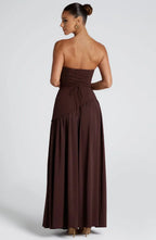 Maxi Jurk met Corset Bustier Dames | Sjaaldetail & Hoge Split | Corseva