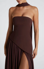 Maxi Jurk met Corset Bustier Dames | Sjaaldetail & Hoge Split | Corseva