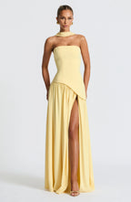 Maxi Jurk met Corset Bustier Dames | Sjaaldetail & Hoge Split | Corseva
