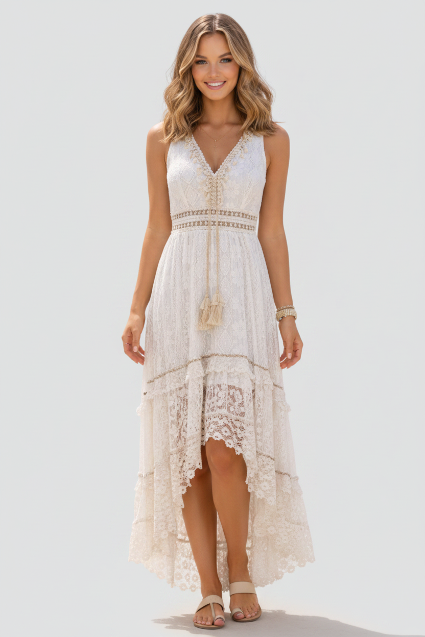 Maxi Jurk Noelia - V-Hals en Kanten Details