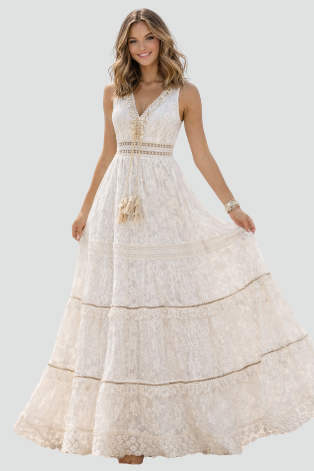 Maxi Jurk Noelia - V-Hals en Kanten Details