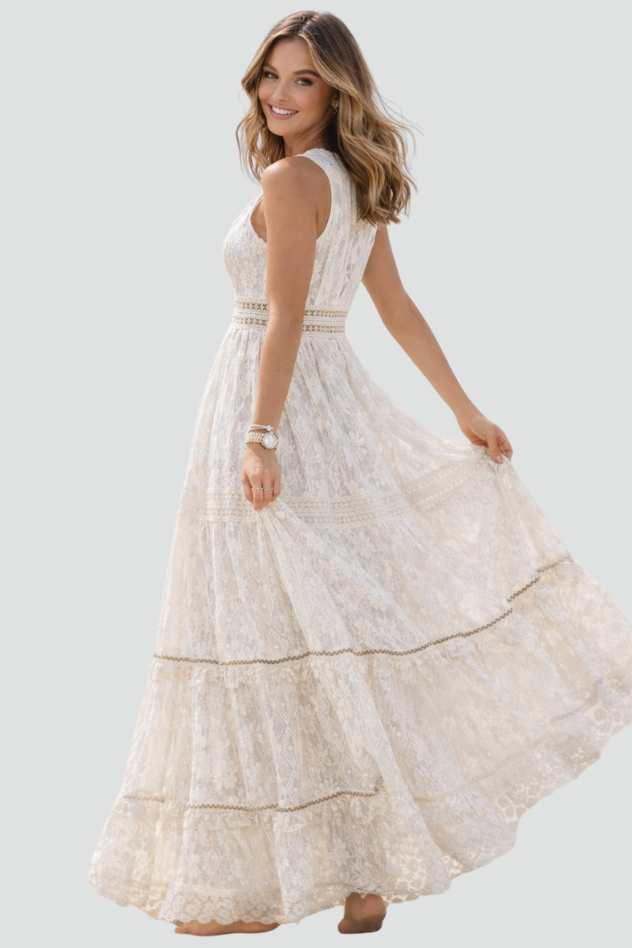 Maxi Jurk Noelia - V-Hals en Kanten Details