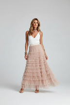 Maxi Rok Elara - Tule Laagjes en Elastische Taille