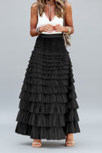 Maxi Rok Elara - Tule Laagjes en Elastische Taille