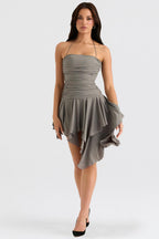 Midi Jurk Aveline - Asymmetrische Snit en Smock Detail