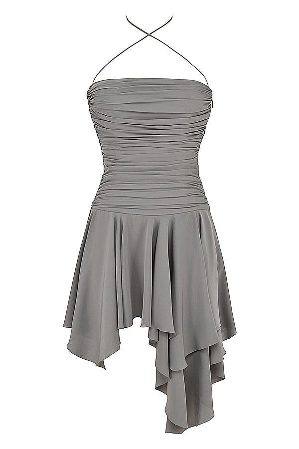 Midi Jurk Aveline - Asymmetrische Snit en Smock Detail