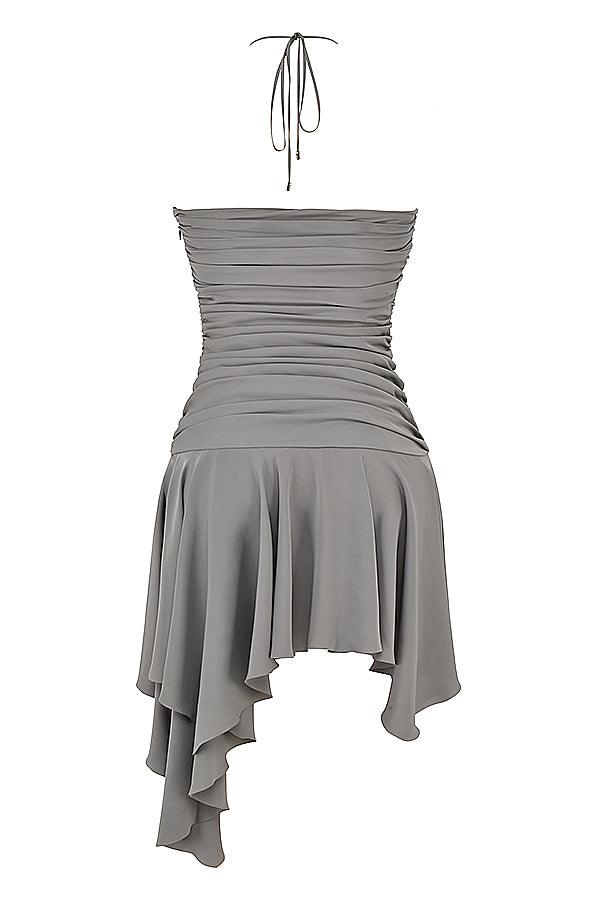 Midi Jurk Aveline - Asymmetrische Snit en Smock Detail