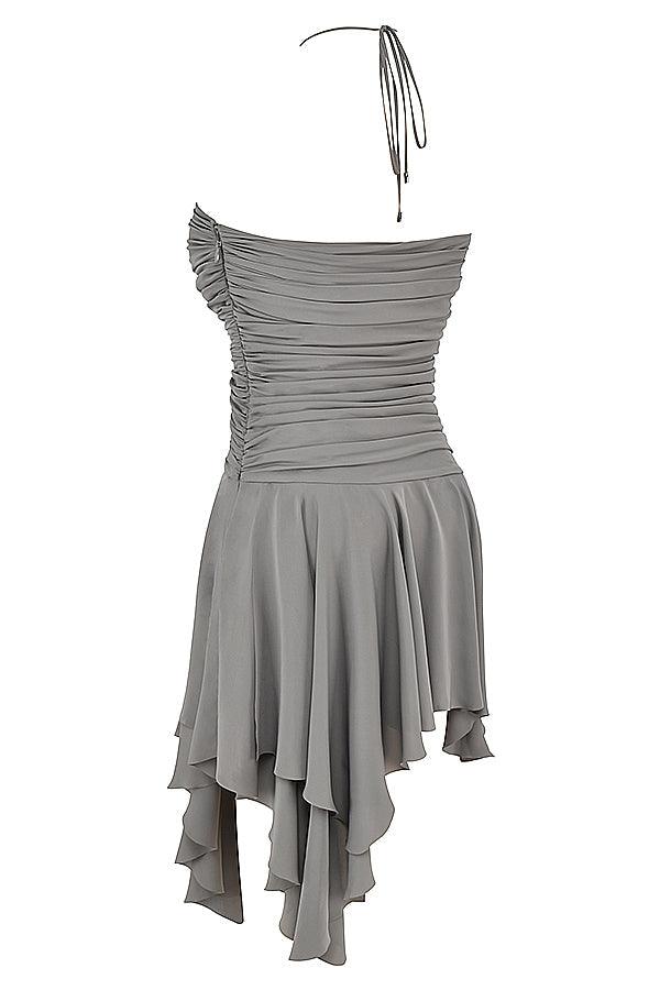 Midi Jurk Aveline - Asymmetrische Snit en Smock Detail