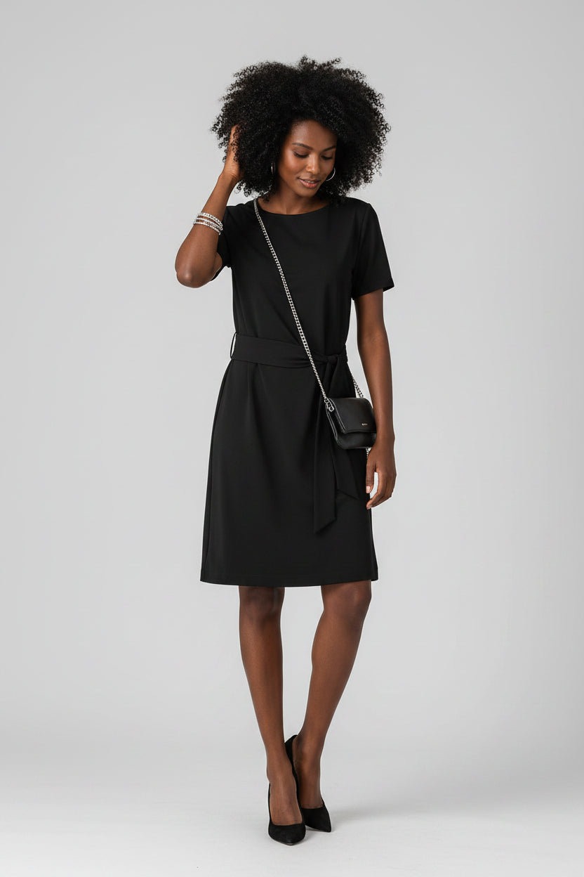 Midi Jurk Dames Strikceintuur Elegant Casual | Clemence