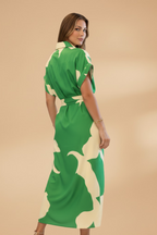 Midi Jurk met Korte Mouwen en Strikceintuur voor Dames | Zomer | Leonora