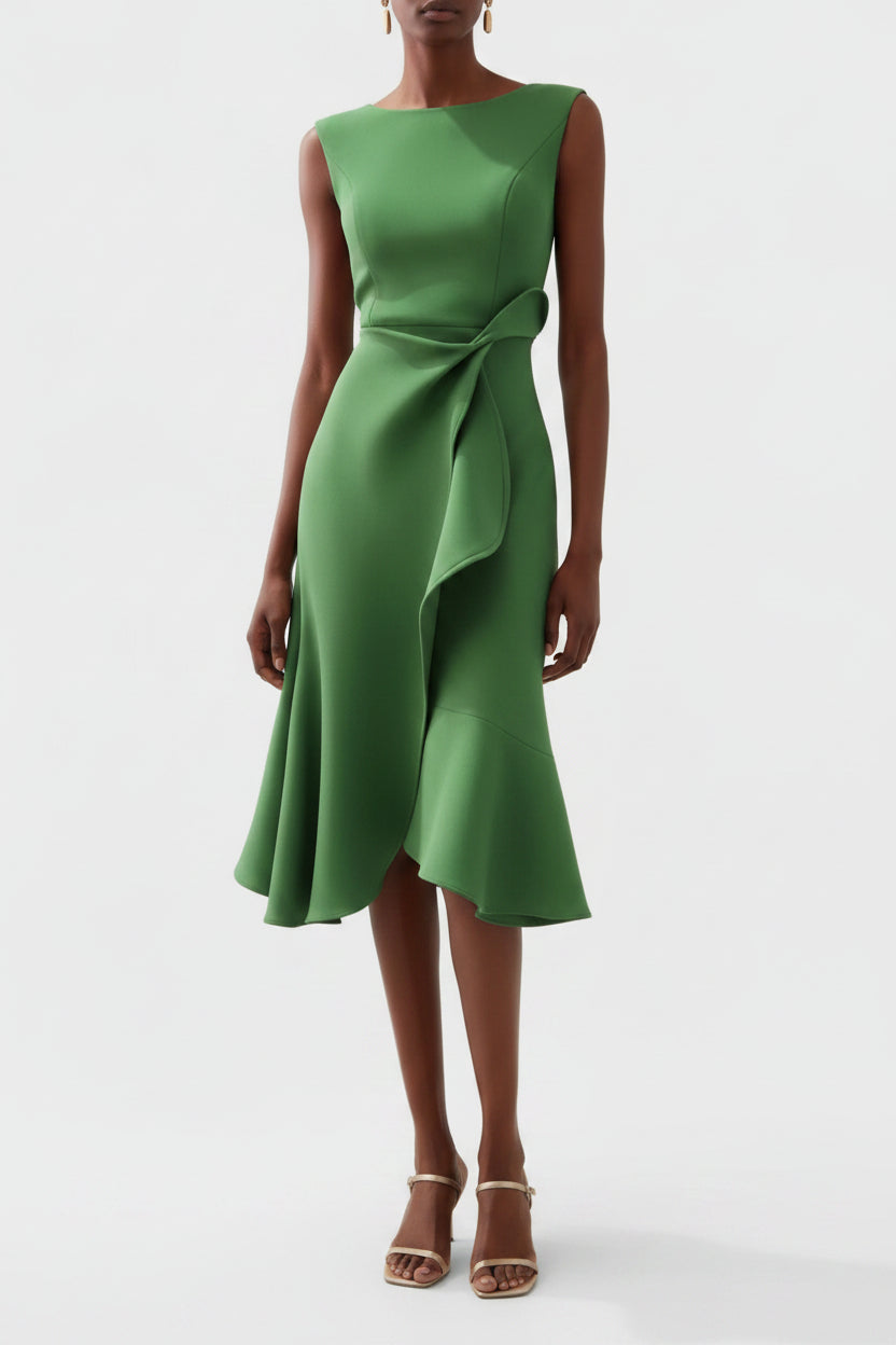 Midi Jurk met Plooien Dames | Asymmetrisch & Mouwloos | Ariella