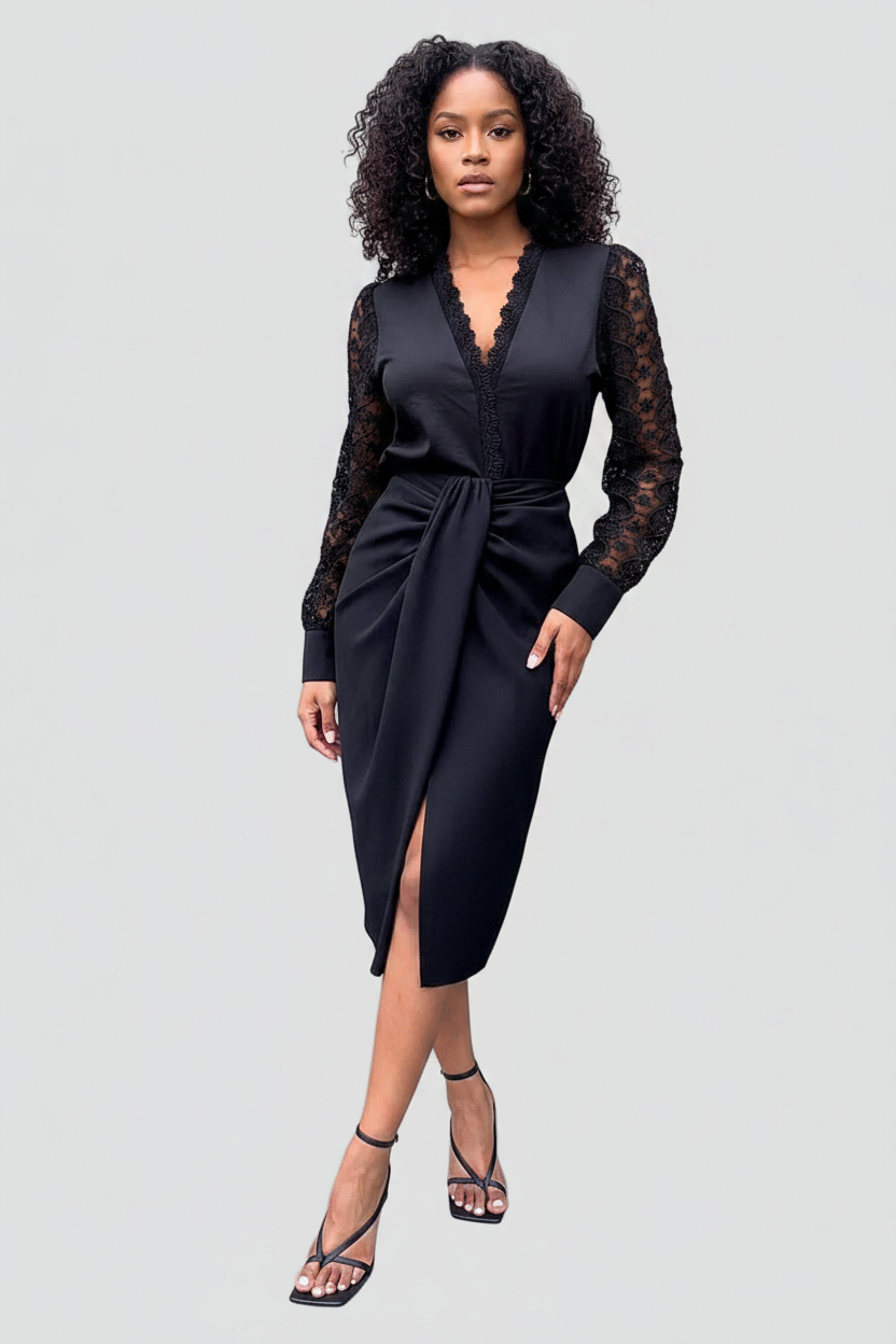 Midi Jurk Mila - V-Hals en Elegante Split