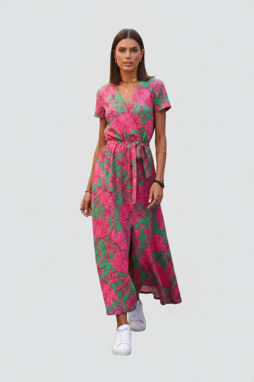Midi Jurk Paloma - V-Hals en Tailleceintuur