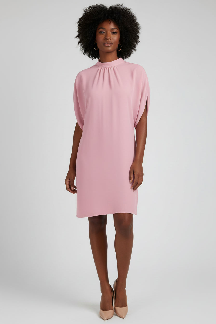 Mini Jurk met Wijde Mouwen Dames | Geplooide Hals & Elegant | Vesara