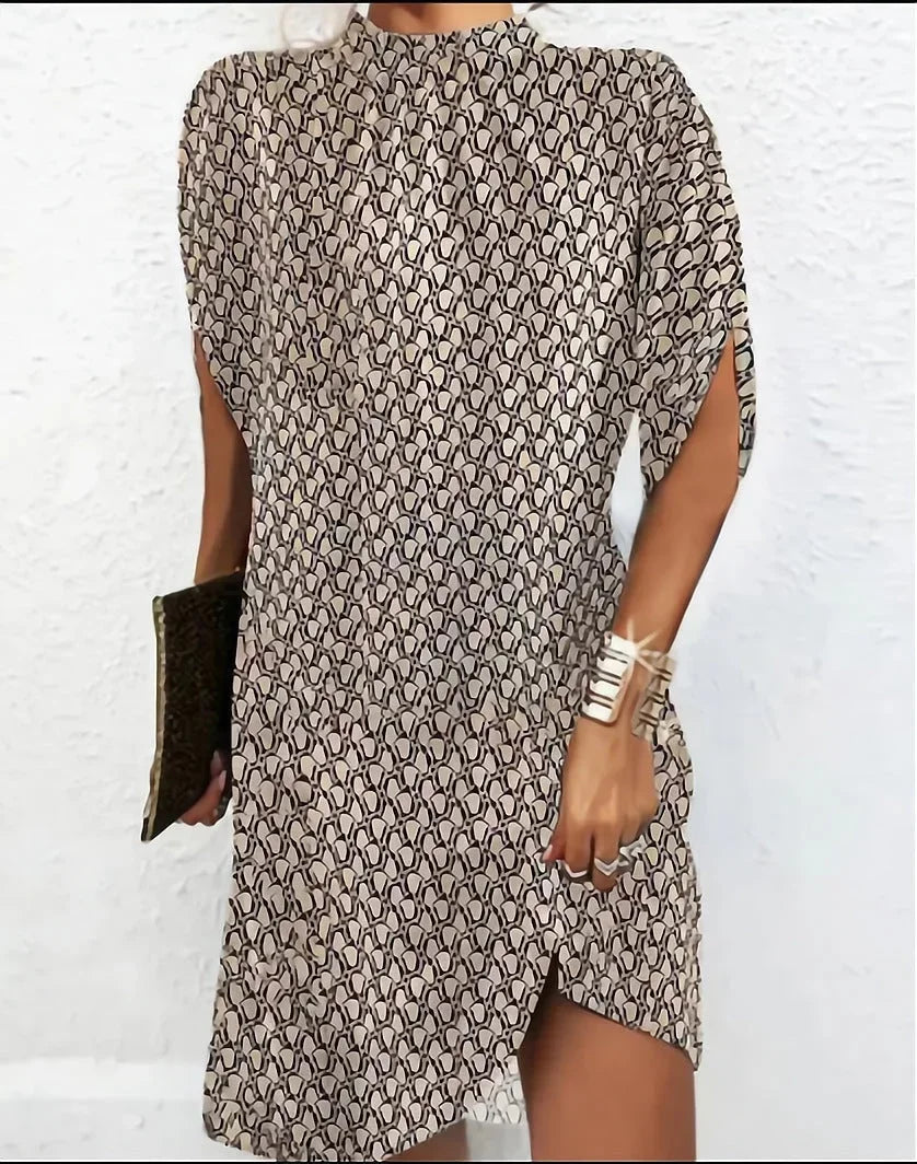 Mini Jurk met Wijde Mouwen Dames | Geplooide Hals & Elegant | Vesara